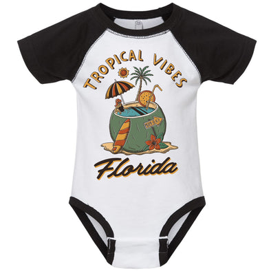 Tropical Vibes Florida Baseball Baby Onesie