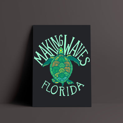 Sea Turtle Florida Black Poster