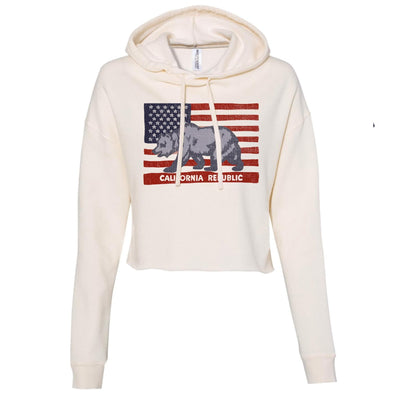American California Flag Cropped Hoodie-CA LIMITED
