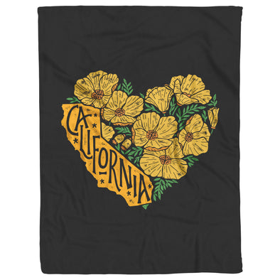Cali Heart Black Blanket