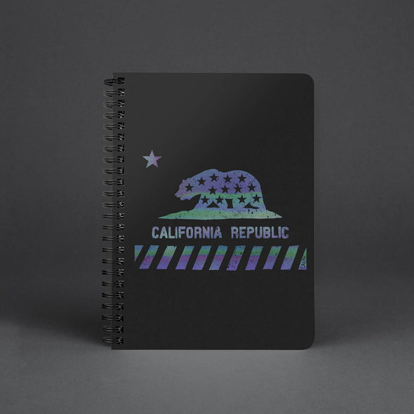 California Star Flag Black Spiral Notebook-CA LIMITED