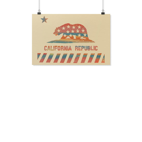 California Star Flag Cream Poster-CA LIMITED
