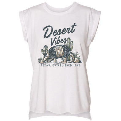 Desert Vibes Texas Rolled Sleeve Tank-CA LIMITED