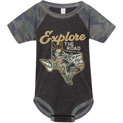 Explore the Road Texas Baseball Baby Onesie-CA LIMITED