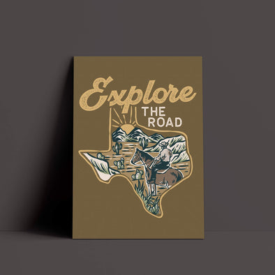 Explore the Road Texas Coyote Brown Poster-CA LIMITED