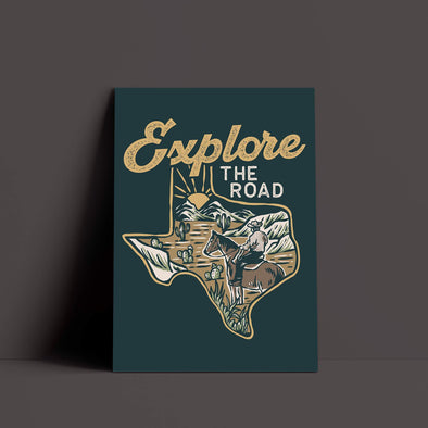 Explore the Road Texas Dark Teal Poster-CA LIMITED