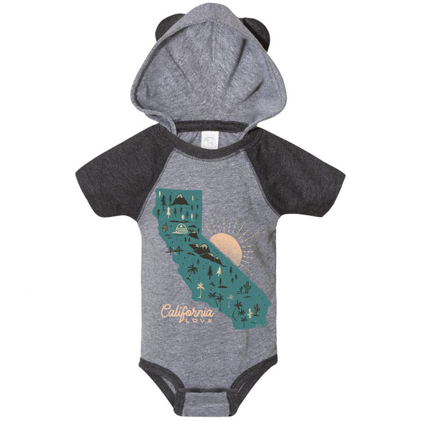 Map CA Love Hooded Baby Onesie-CA LIMITED