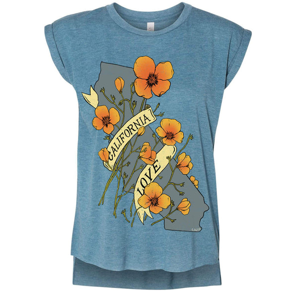 Poppies CA Love Rolled Sleeve Tank-CA LIMITED