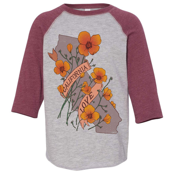 Poppies CA Love Toddler Baseball Tee-CA LIMITED