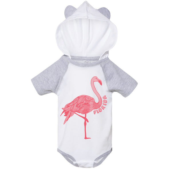Flamingo Florida Hooded Baby Onesie