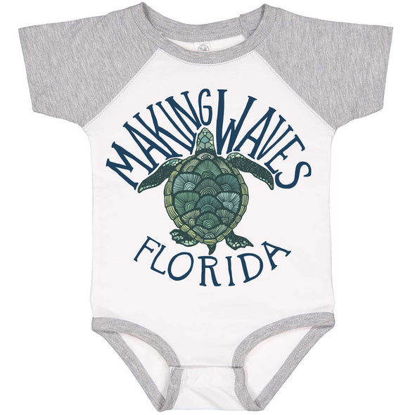 Sea Turtle Florida Baseball Baby Onesie