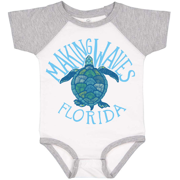 Sea Turtle Florida Baseball Baby Onesie