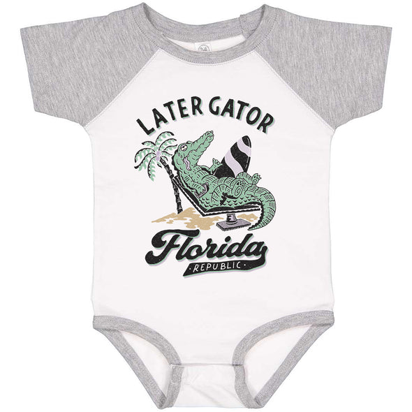 Later Gator Florida Baseball Baby Onesie