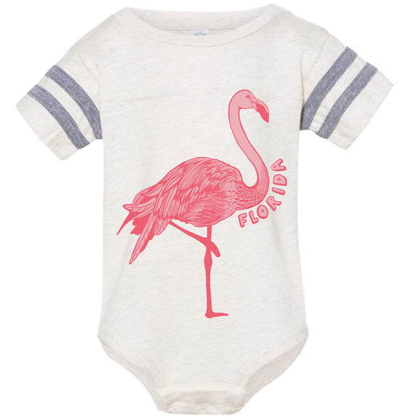 Flamingo Florida Stripes Baby Onesie