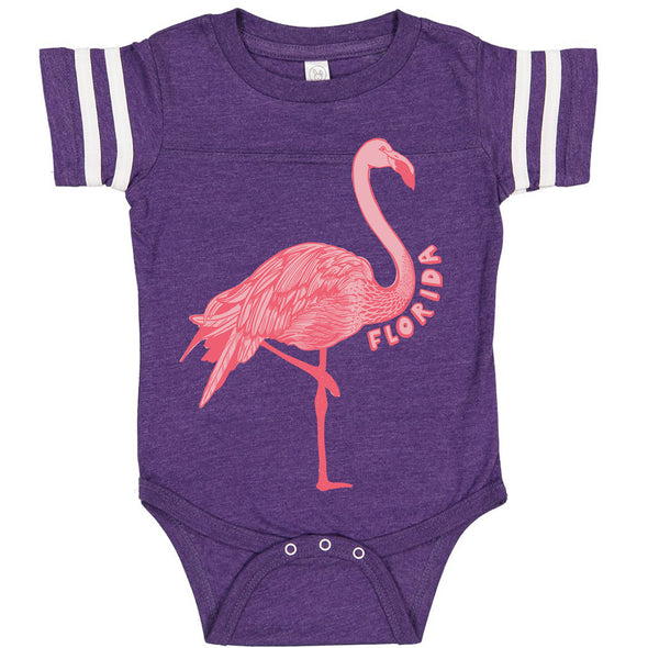 Flamingo Florida Stripes Baby Onesie